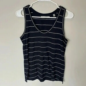 VINCE Pima Cotton Striped Tank Size Medium White and Blue